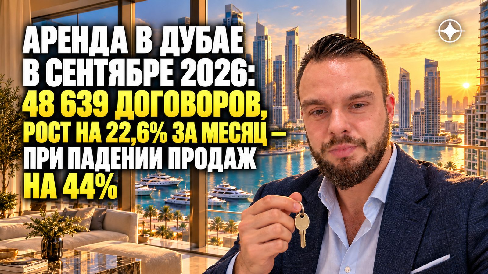 Аренда в Дубае в сентябре 2026: 48 639 договоров, рост на 22,6% за месяц — при падении продаж на 44%