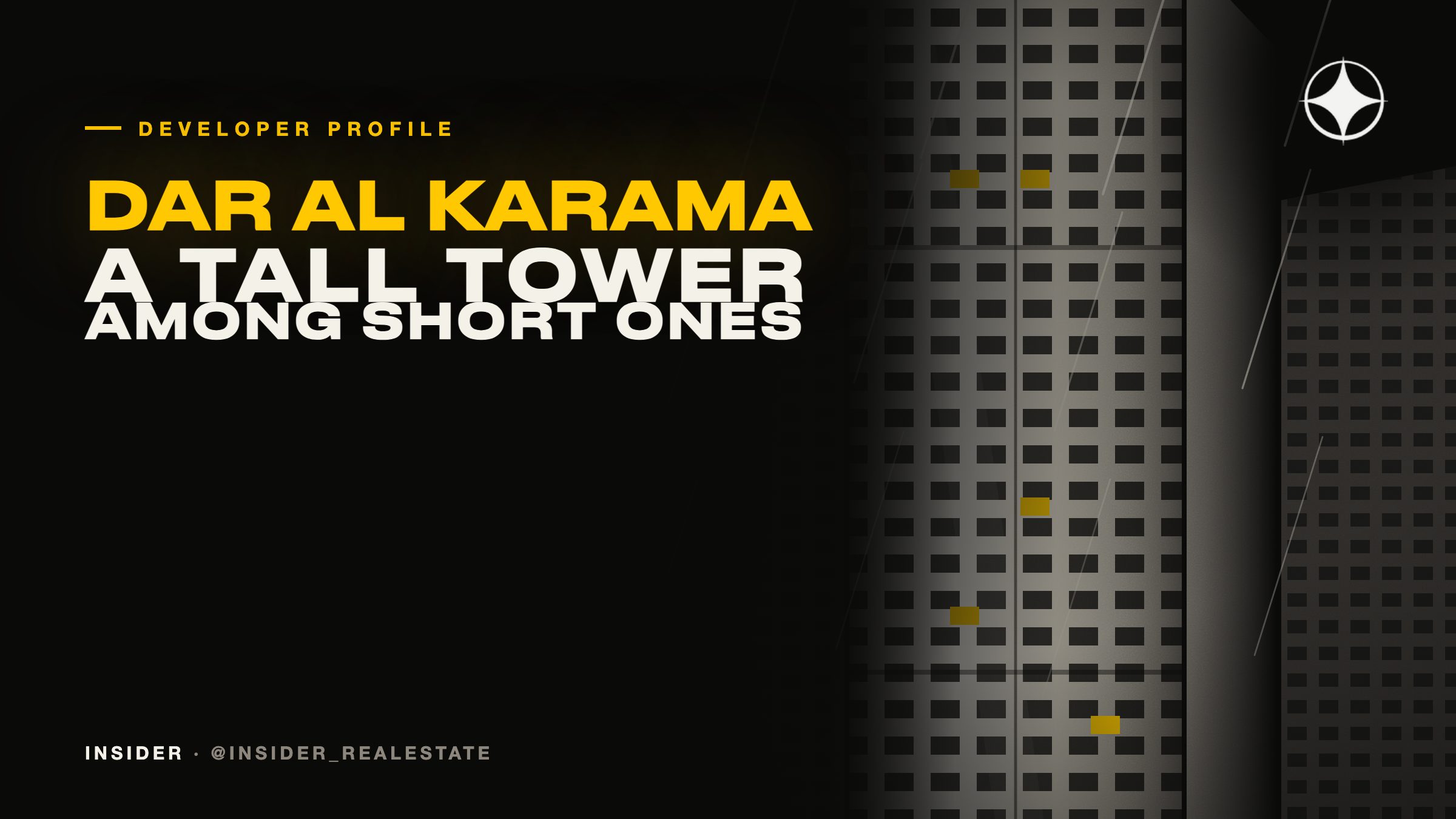 Dar Al Karama Real Estate: a tall tower in a district of short ones