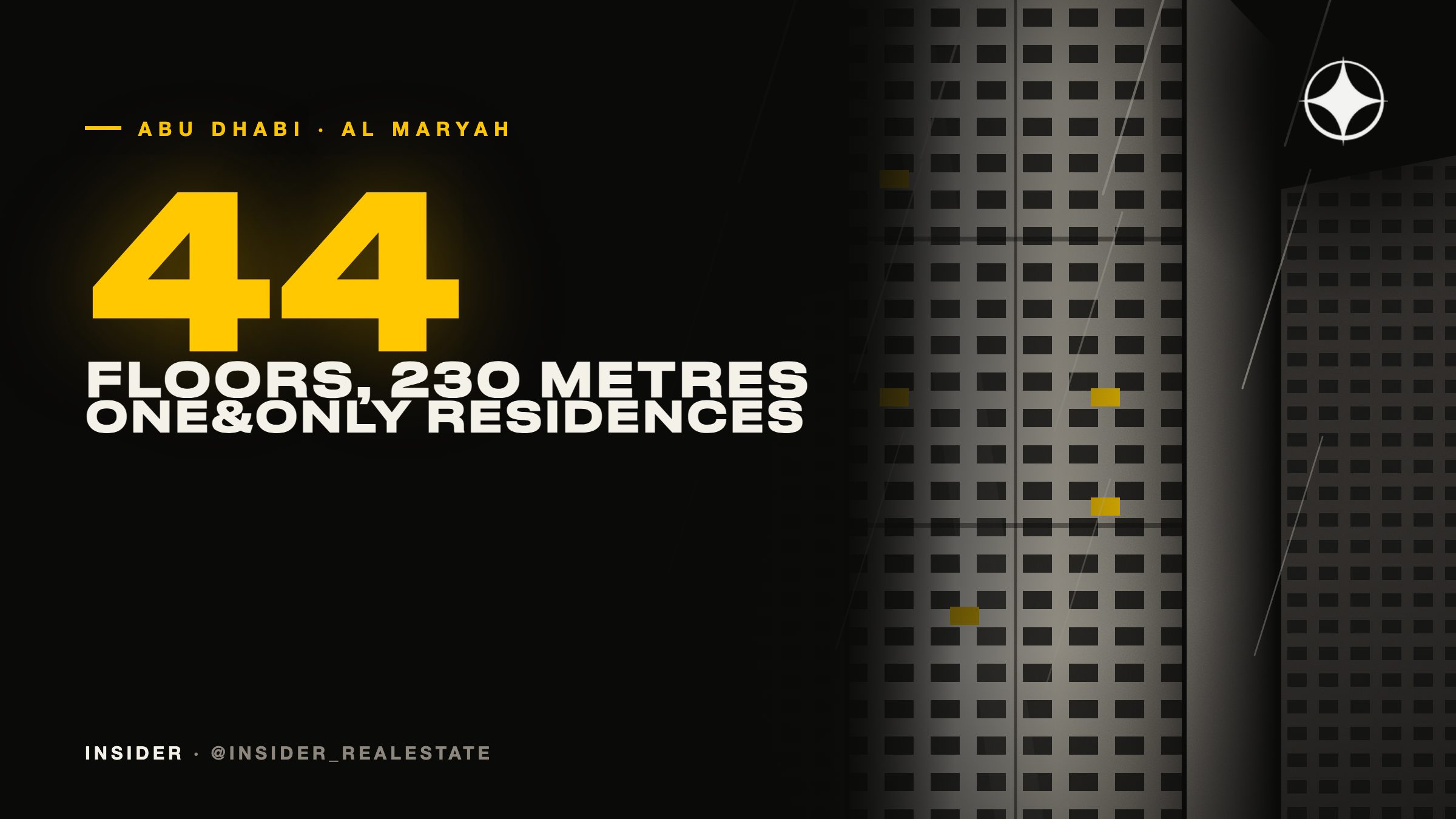 One&Only Private Residences on Al Maryah Island, Abu Dhabi: a 44-storey tower by Mubadala and TARAF