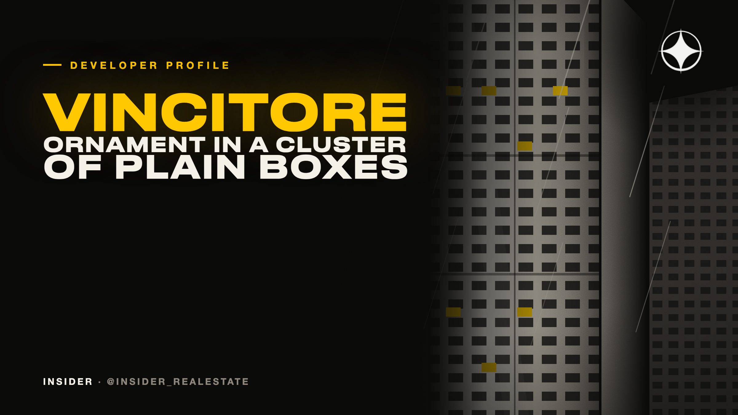 Vincitore: ornate architecture in a cluster of identical boxes