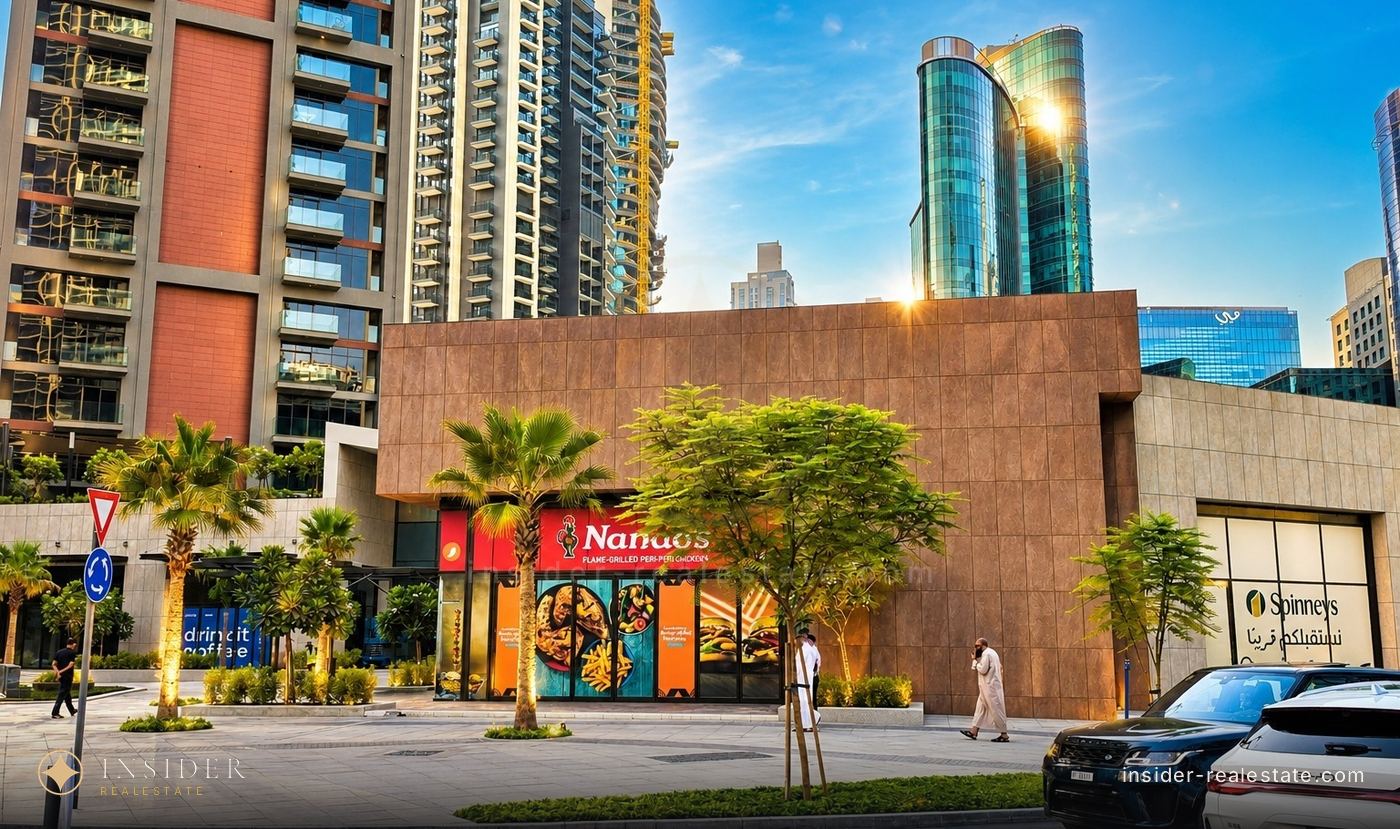 Ритейл-подиум Peninsula Four в Business Bay: витрины Nando’s и Spinneys до открытия молла