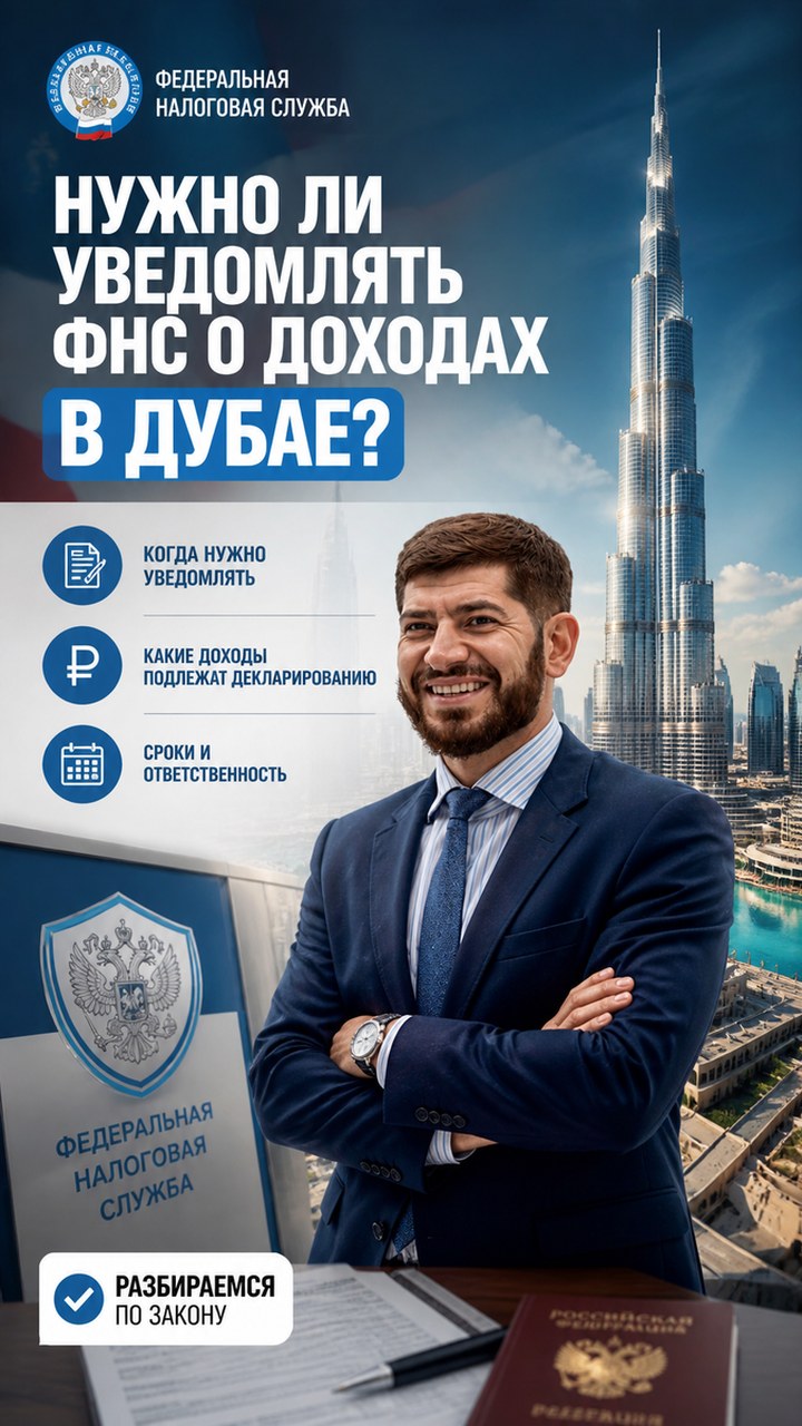 Отчётность перед ФНС о доходах в Дубае: кому, о чём и когда обязательно сообщать