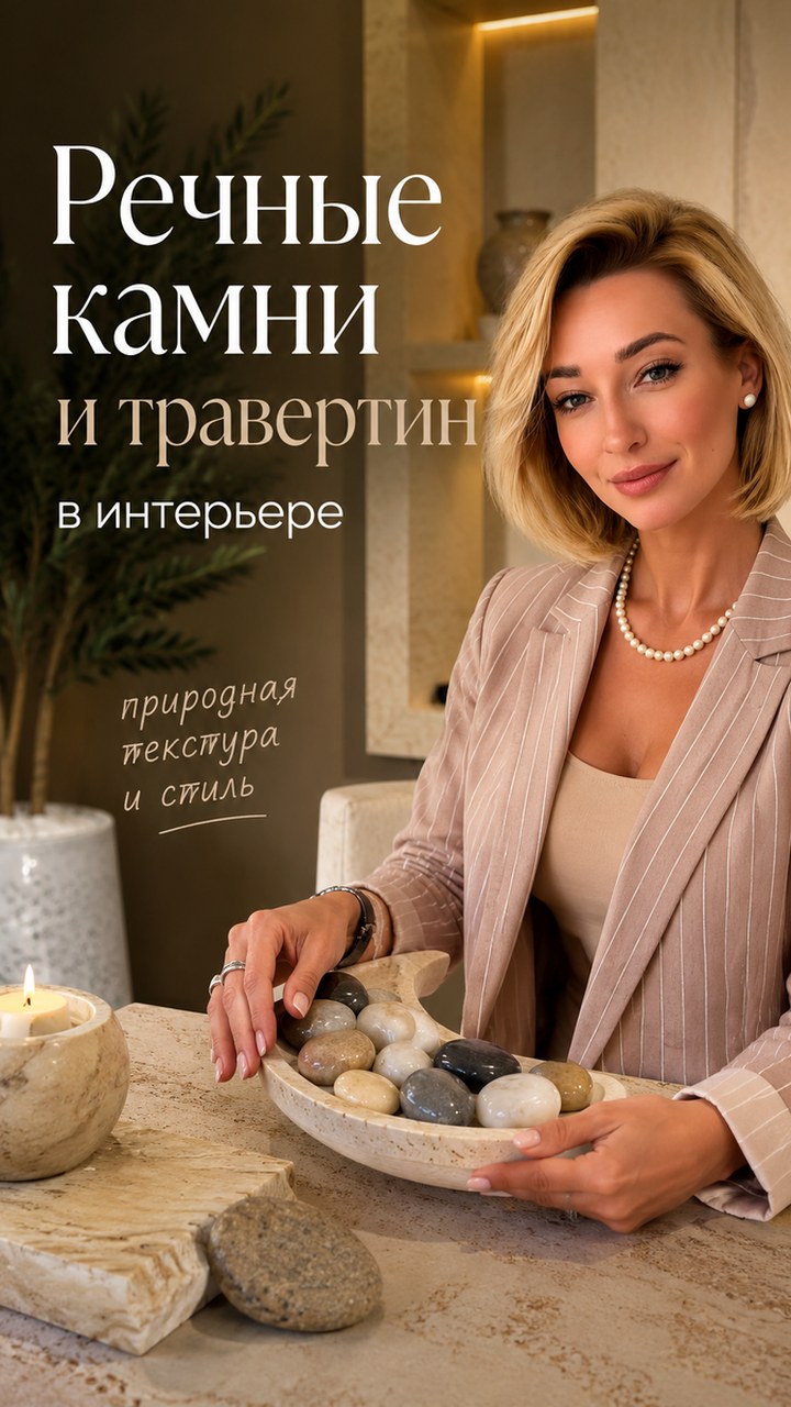 Речной камень, травертин и породы с металлическими включениями: редкие материалы в премиальной отделке